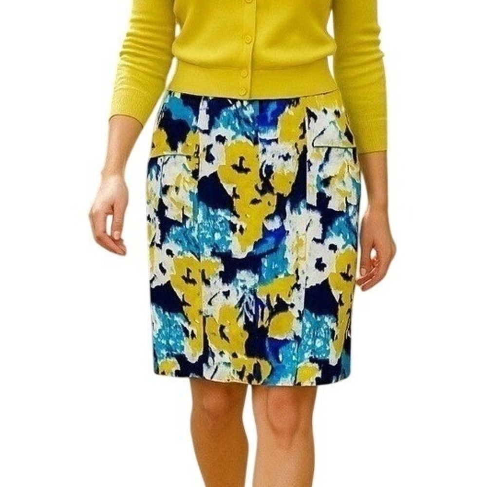 Lysse Charity Yellow/Navy Blue Pencil Skirt